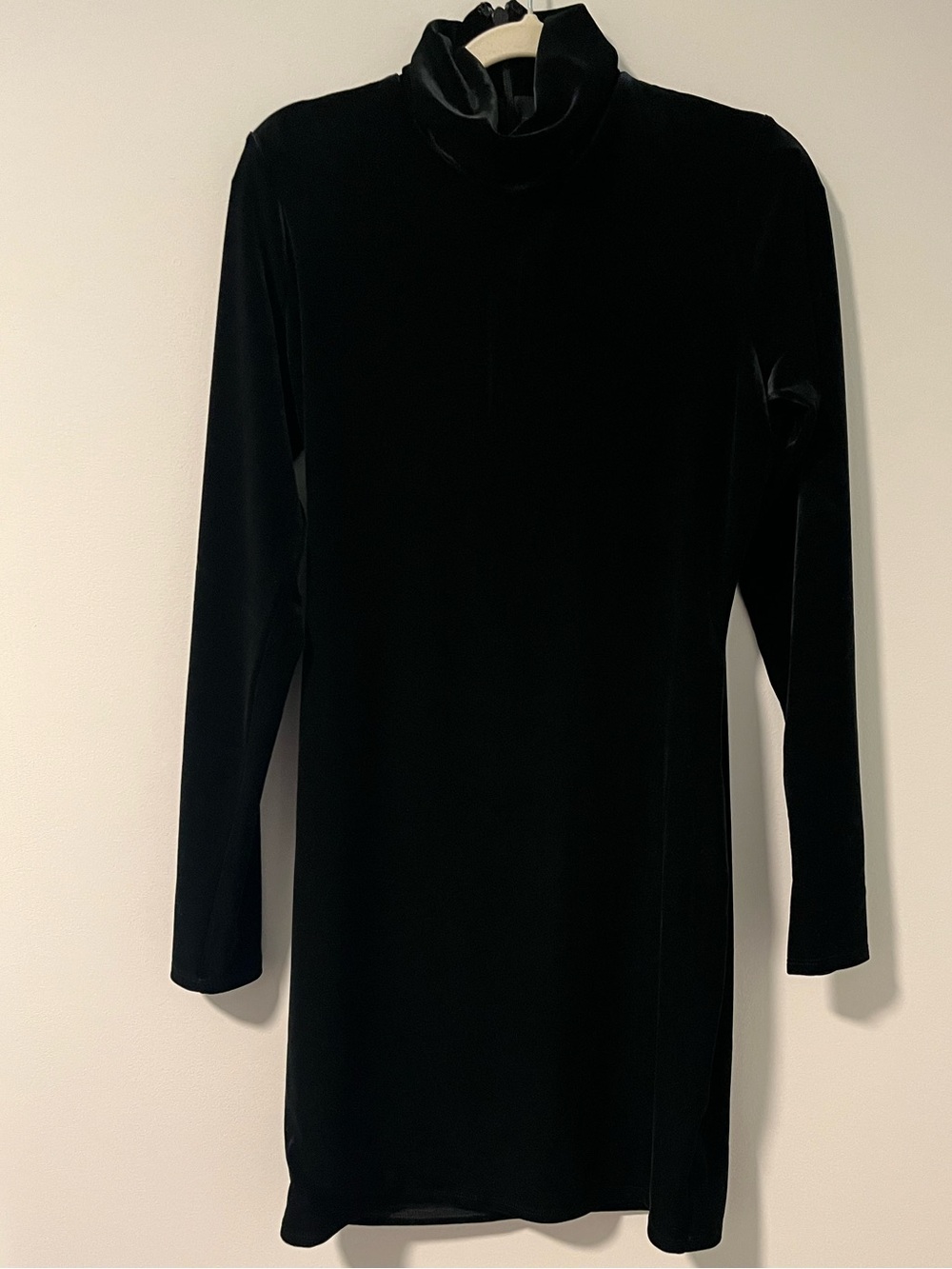 naked wardrobe Black Velvet Long-Sleeve Turtleneck Dress NWT